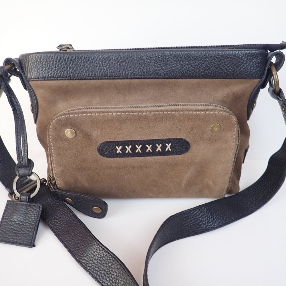 Sundance Brown Black Suede Crossbody Shoulder Bag Purse